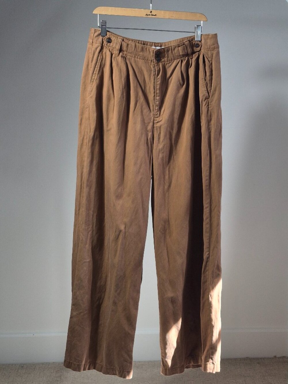 Madewell Harlow Wide Leg Pants 12 Women’s Brown Pleated Linen Blend Trousers